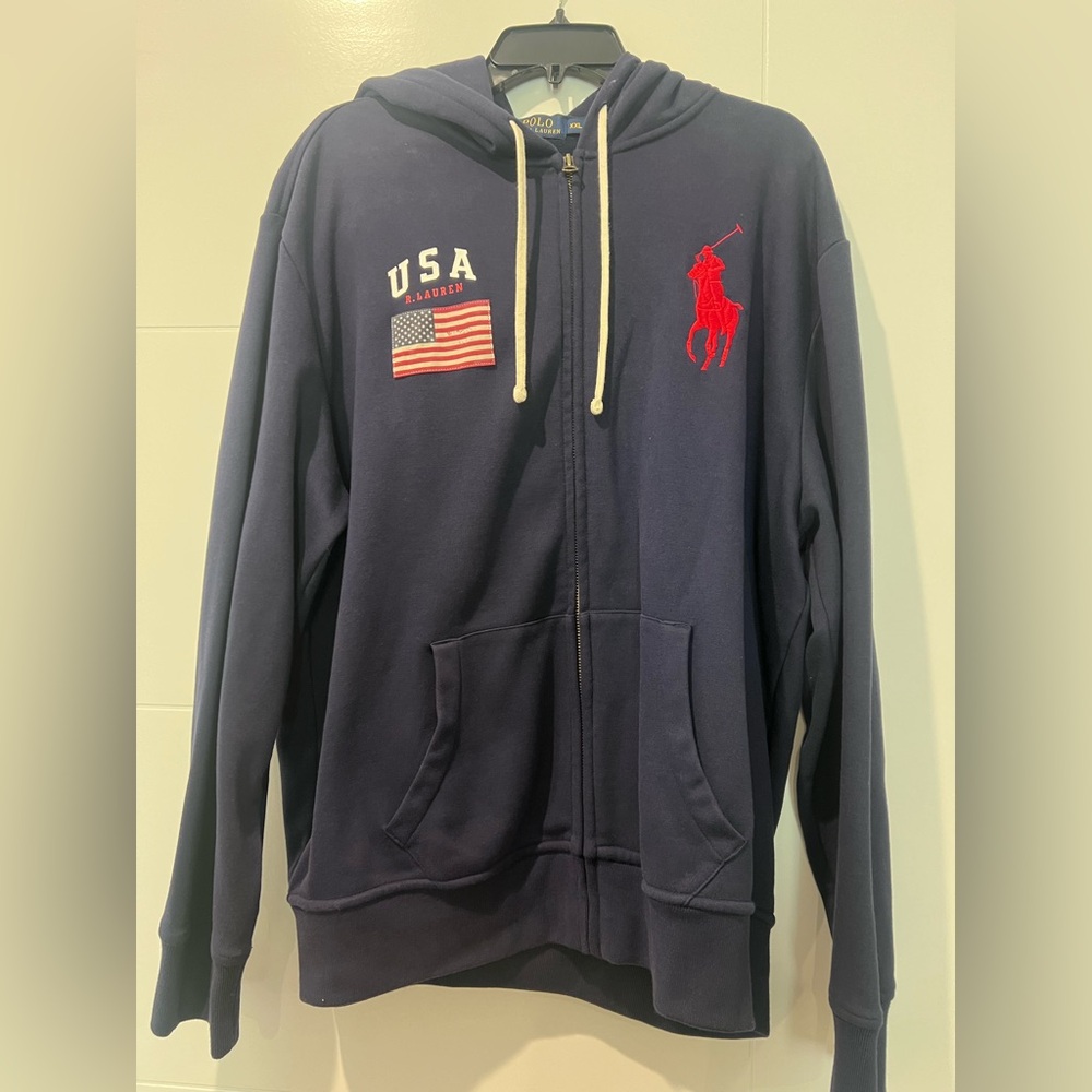 Polo by Ralph Lauren Navy Hoodie with Red Logo